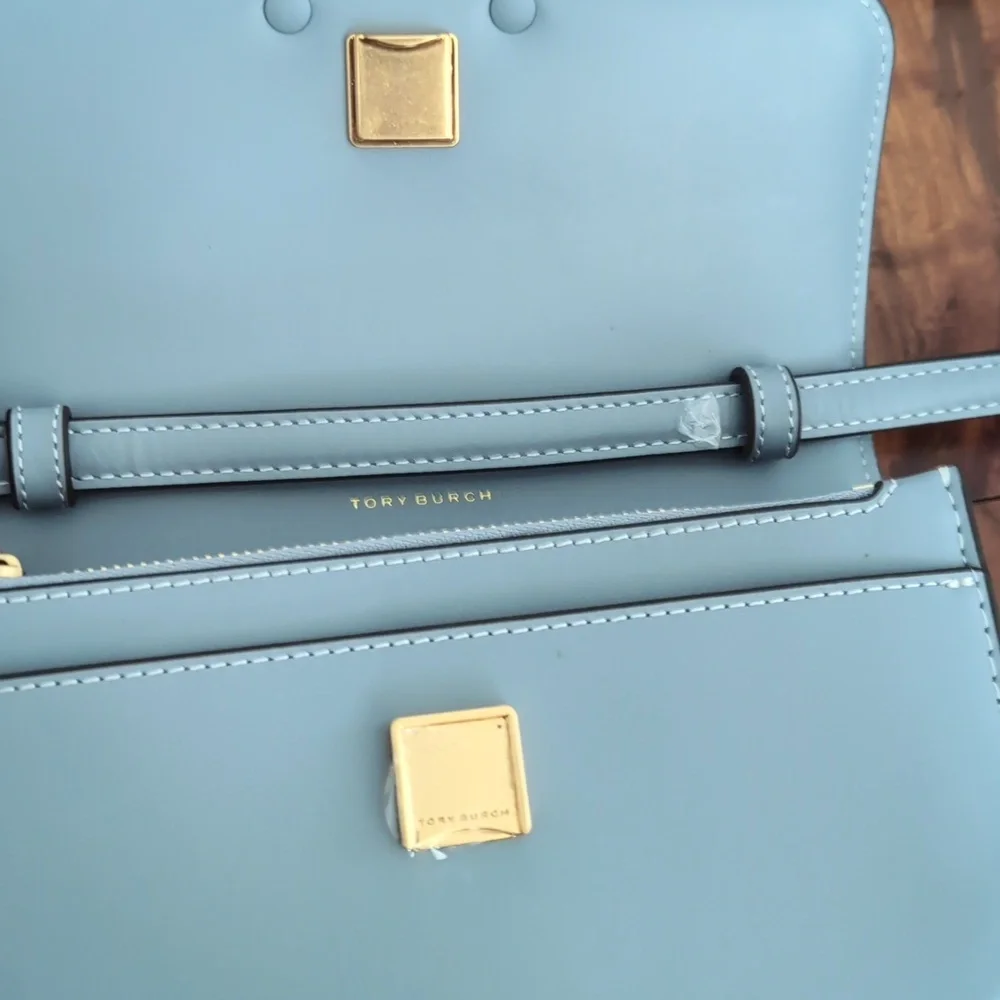 Tory Burch Cloud Blue Eleanor Crossbody + Dust Bag + Gift Bag Nwt ❤️ - Picture 11 of 12
